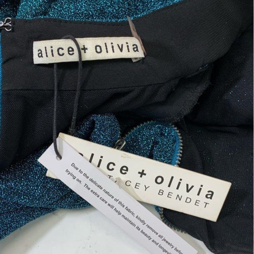 NEW Alice Olivia Inka Turquoise Shimmer Dress - Picture 6 of 6
